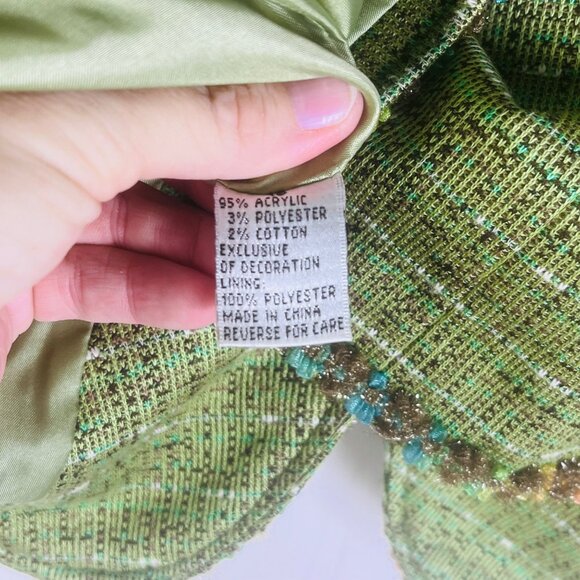Isabel & Nina Green Tweed Womens Skirt Suit Set Size 16 - Picture 13 of 16